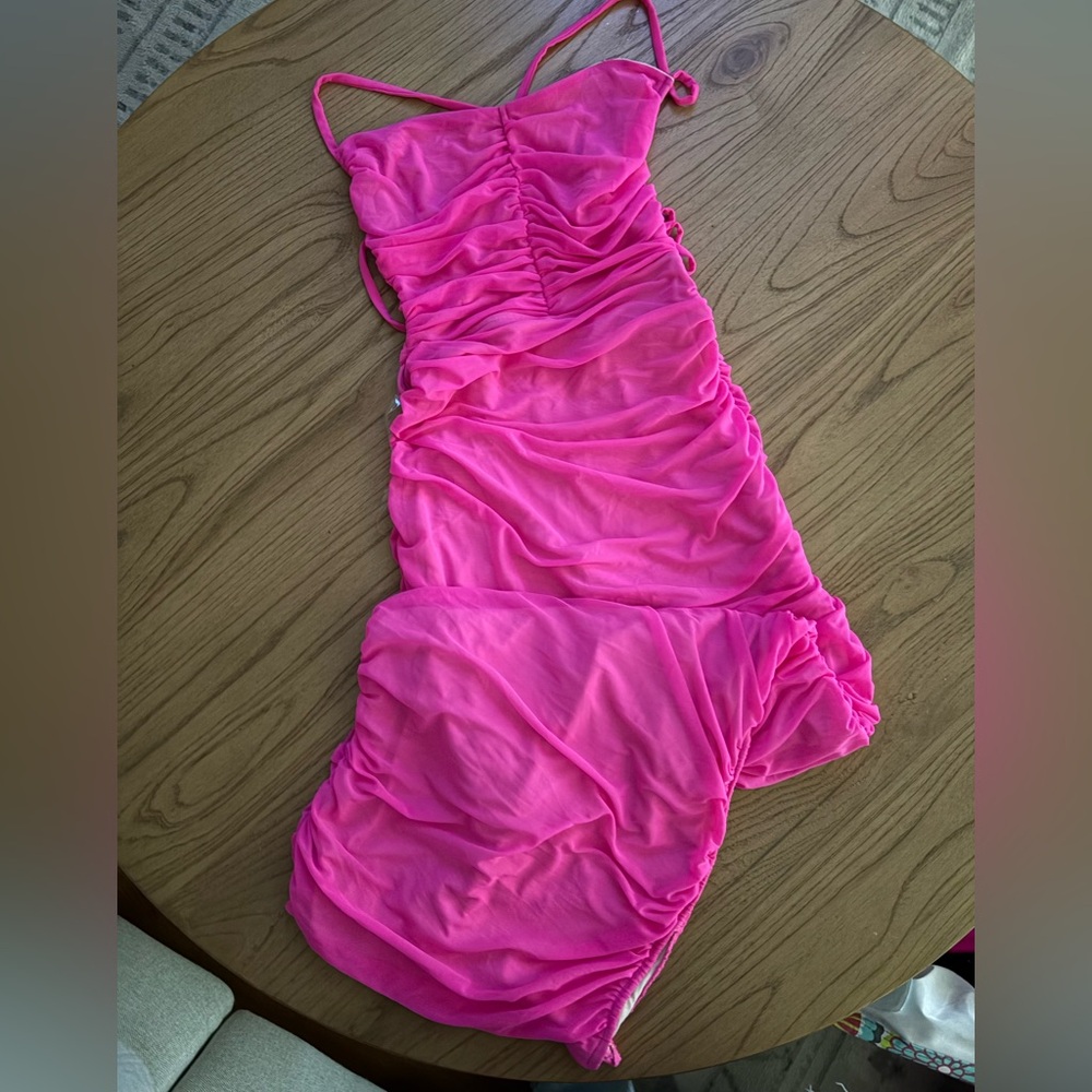 Fashion Nova Hot Pink Ruched Chemise